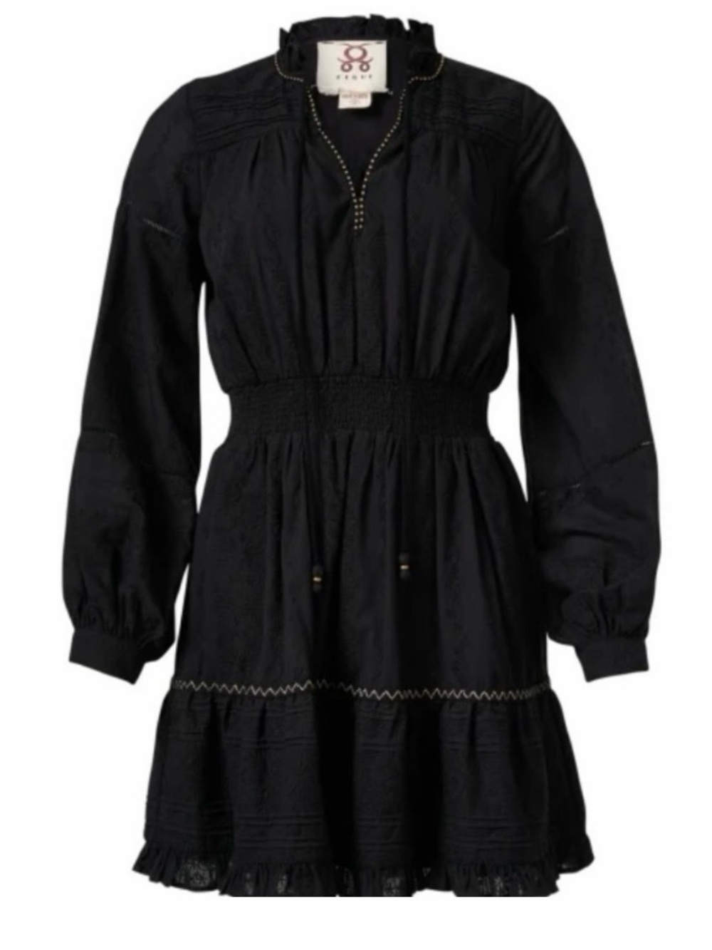 Figue Rayne Embroidered Rhinestud Mini Dress